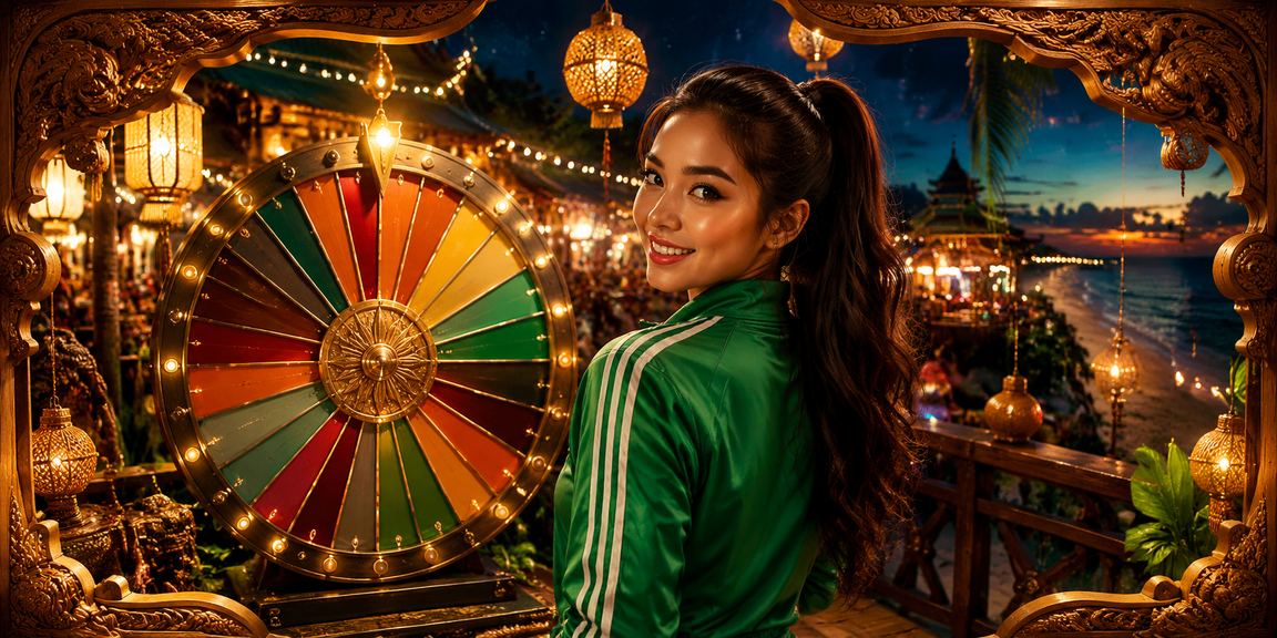 Permainan roulette di pasar malam Vietnam dengan cahaya berwarna dan keramaian