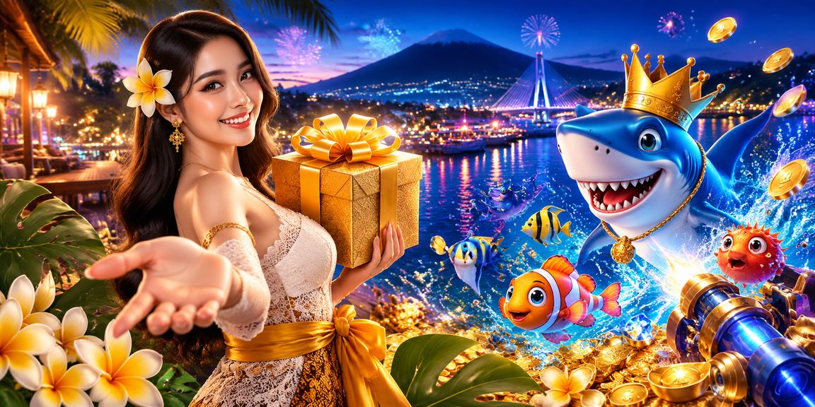 Model Vietnam bermain permainan tembak ikan dengan layar berwarna-warni