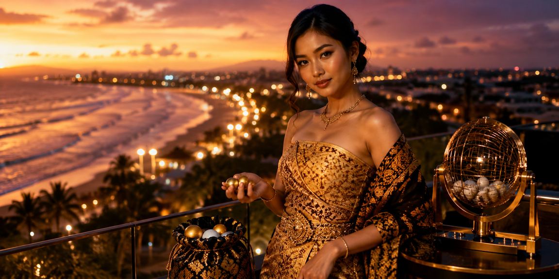 Permainan lotre di tepi pantai Vietnam dengan suasana sore yang santai